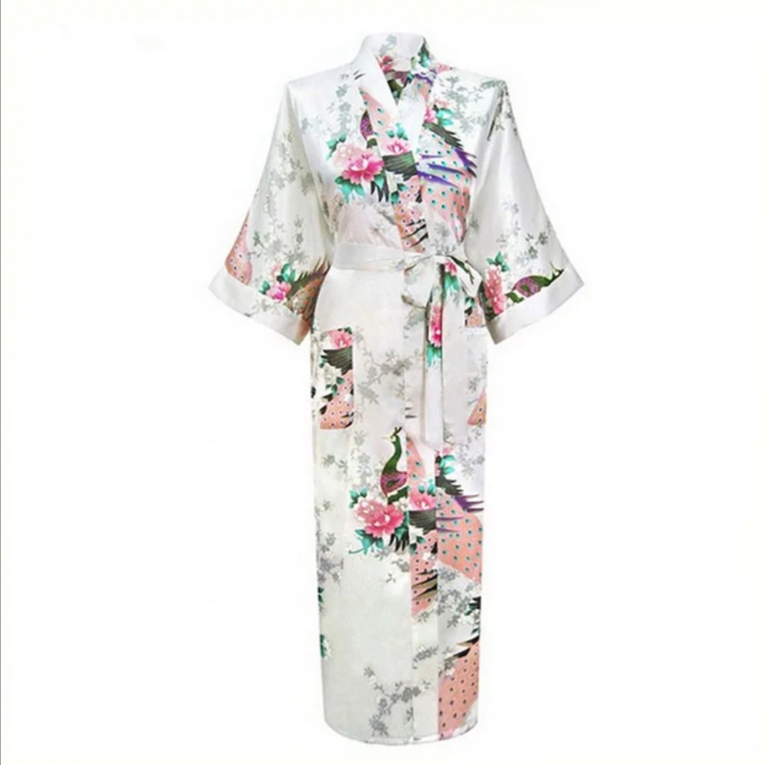Kimono lung alb