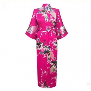 Kimono lung rosu trandafir