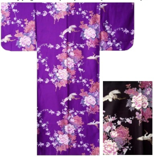 Kimono japonez - Cocori zburatori și bujori