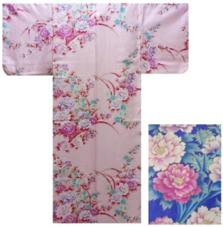 Kimono japonez - Bujori și crizanteme